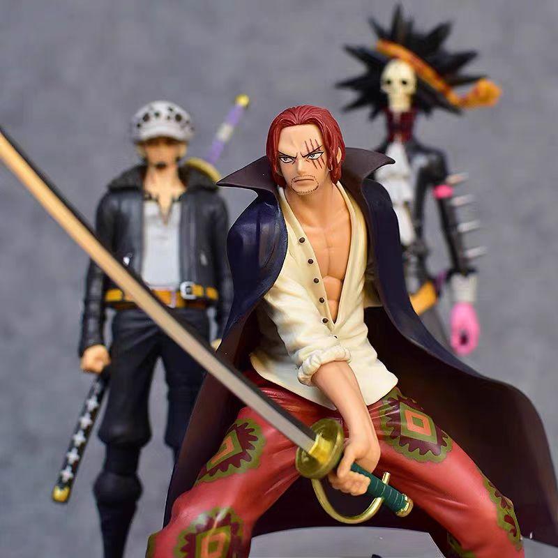 Cartoon Anime One Piece Battle Form Shanks Brooker Trafalgar Law Figures Toys Model Collect Statue Doll Decoration Gift