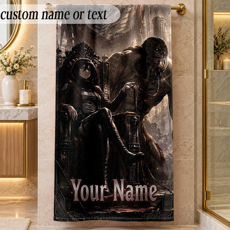 Beach TowelAttack on Titan Custom Name Text Personalized Soft Towel for Beach Pool Indoor Home Decor Gift