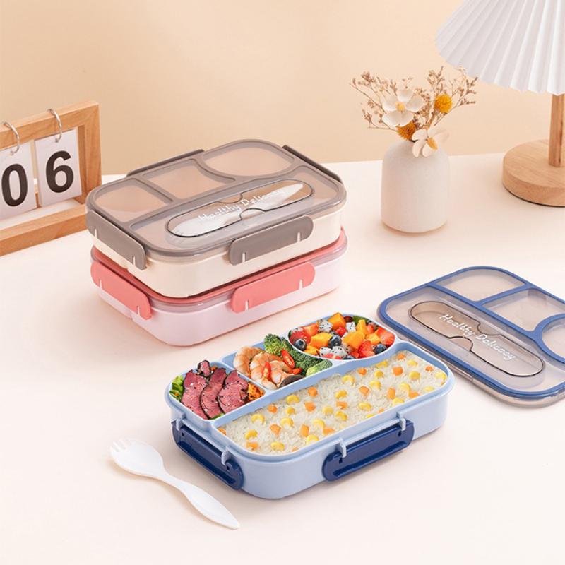 1100ml Bento Box Rechteckig Quadratisch Mikrowellengeeignet Kunststoff Lebensmittelbehälter Fachdesign Schule Picknick Büro Tragbare Lunchbox