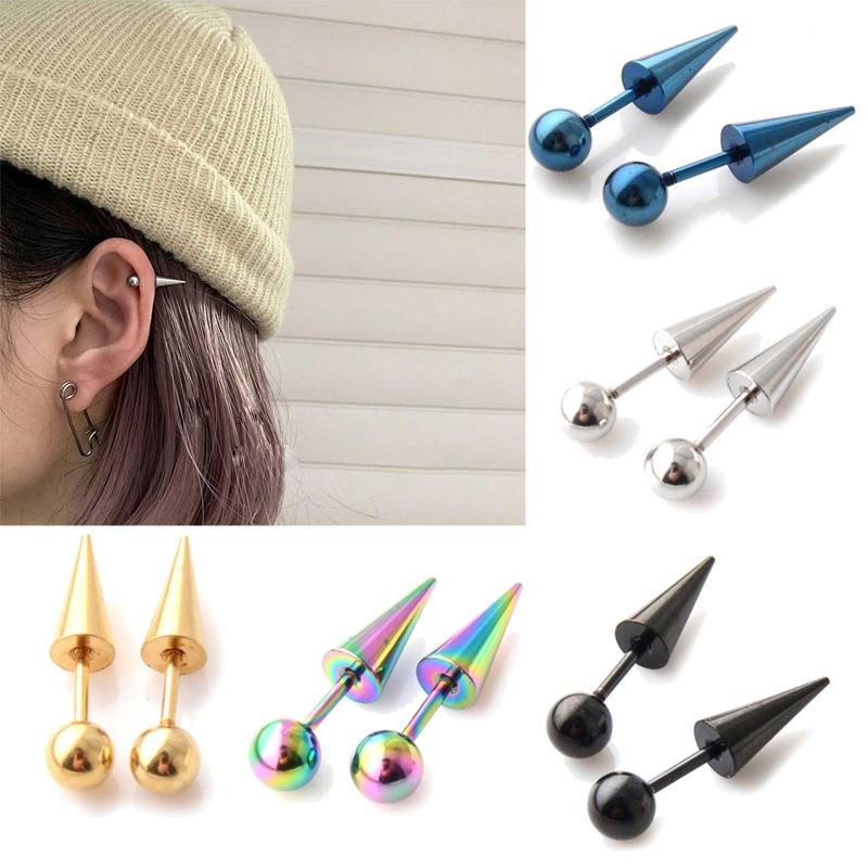 Women Men Round Ball Spike Earrings Stainless Steel Earrings Stud Earrings Punk Gothic Jewelry Gifts for Earrings Lovers