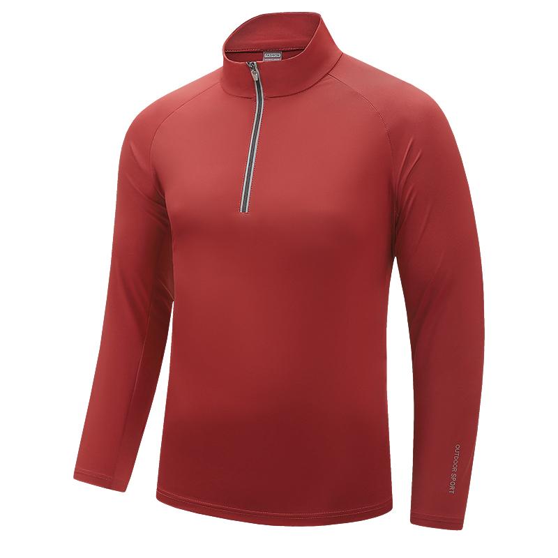 Men's Outdoor Elastic Quick-Dry Stand-Up Collar Long Sleeve T-Shirt Half-Zip Sports Casual Cycling Base Layer