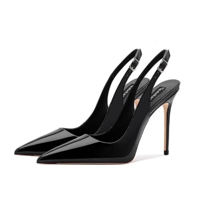 

Fashion New Style Women s Sexy High-heeled Sandals with Pointed Tips and Elegant Patent Leather Strappy Fashionable Party Women s Shoes 40 чёрный