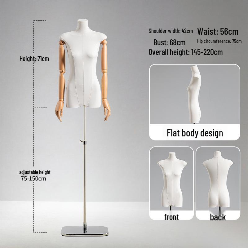 Adjustable Height Mannequin Stand with Arms for Women's Clothing Display