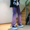 Young Style Gradient Wide Leg Jeans New Men's Clothing American Vintage Denim Pants Casual Basic Straight High Street Trousers