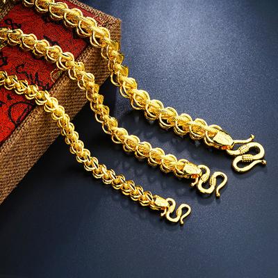 Náhrdelník z pískového zlata Pánské šperky z 24K zlata s imitací zlata, měděný, tkaný náhrdelník