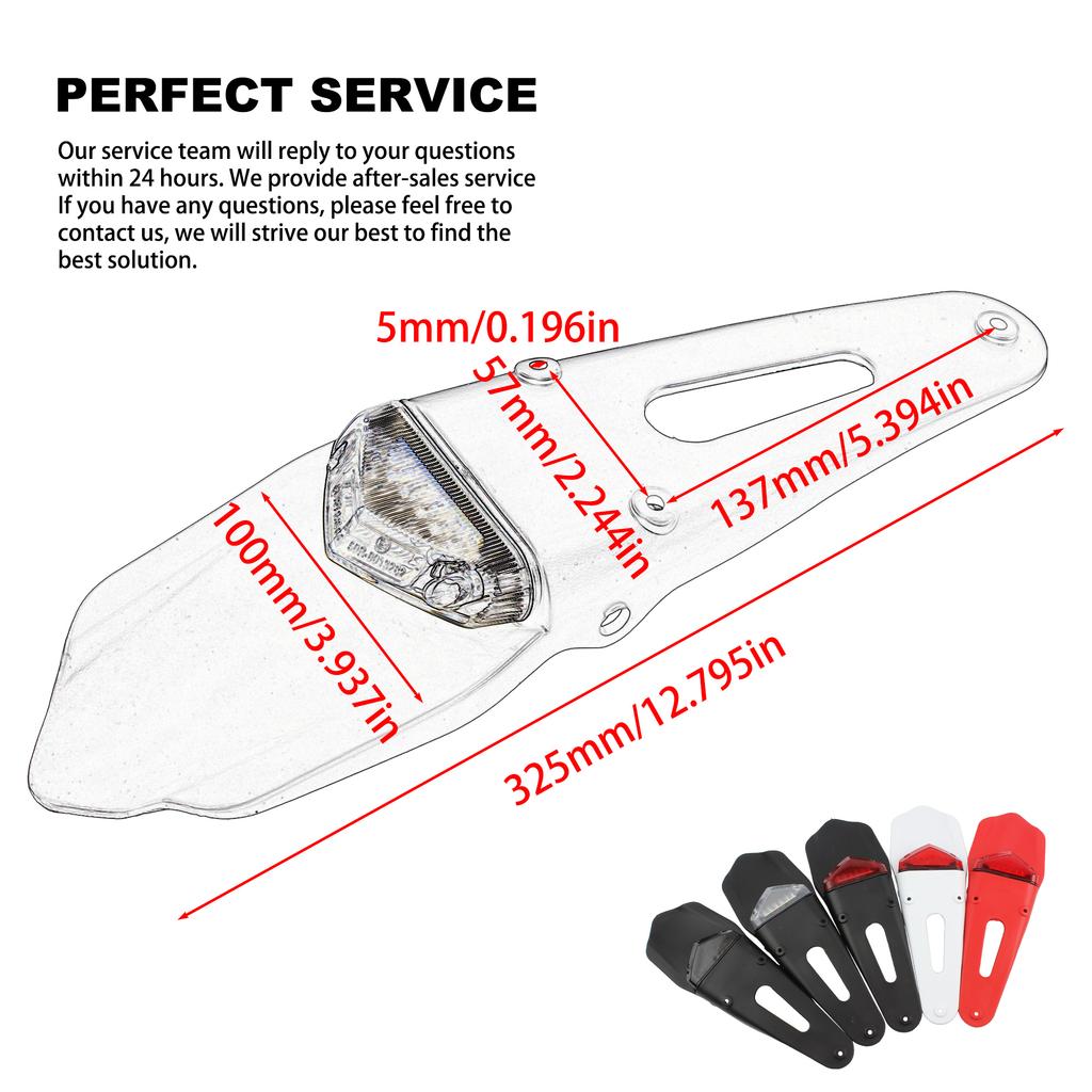 Universal Motorcycle LED Brake Tail Light License Plate Lamp Rear Fender For Motocross Dirt Bike Pit Bike Waterproof Accessories