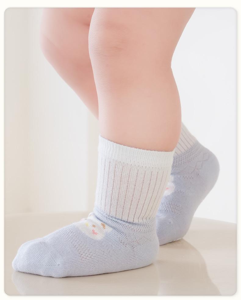 Non-slip Summer Mesh Baby Socks – Seamless, Lightweight, Loose Cuff, Class A Cotton