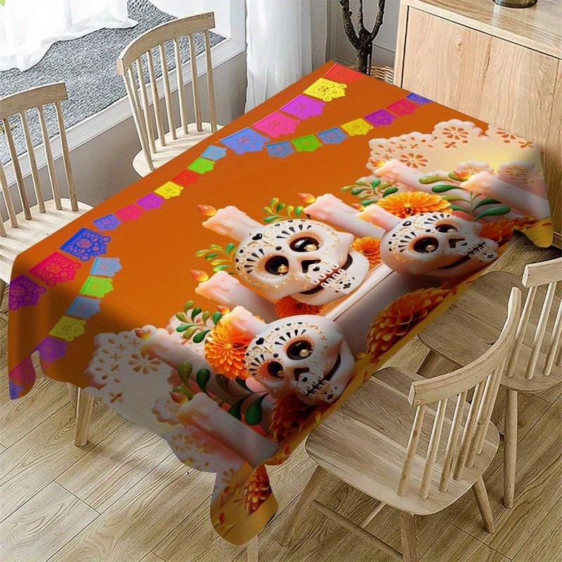 Marigold Sugar Skull Rectangle Table Cloth for Table Decor Kitchen Dining Waterproof Reusable Tablecloth for Table Wedding Party