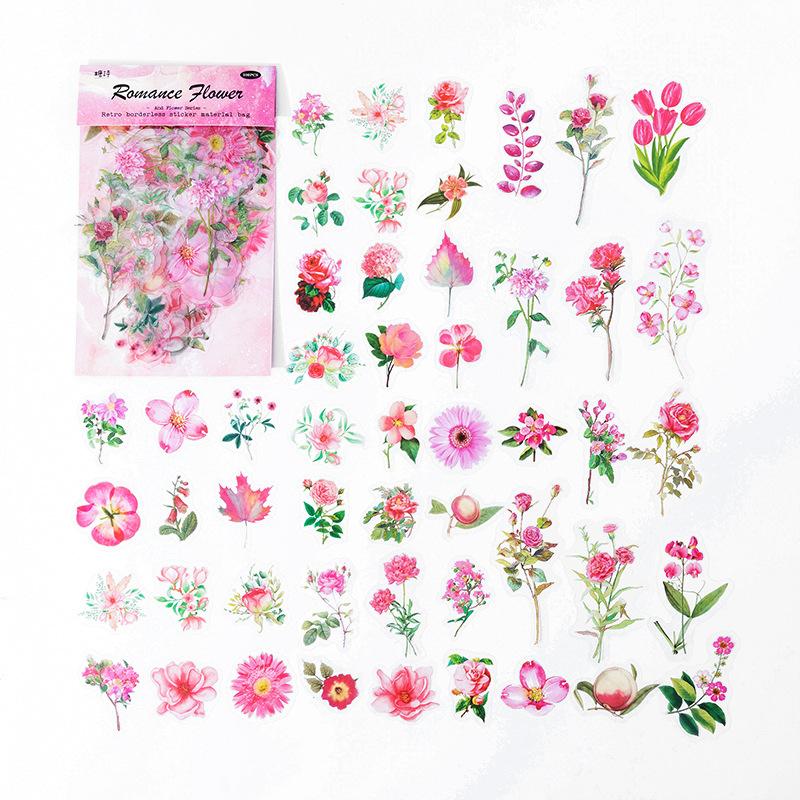 100Pcs/pack Vintage Botanical Stickers Aesthetic Flowers Handmade Material Decorative Stationery Sticker
