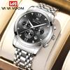 VAVA VOOM Business Waterproof Calendar Chronograph Watch Wrist Men Stainless Steel Luxury Diamond Sport Watches