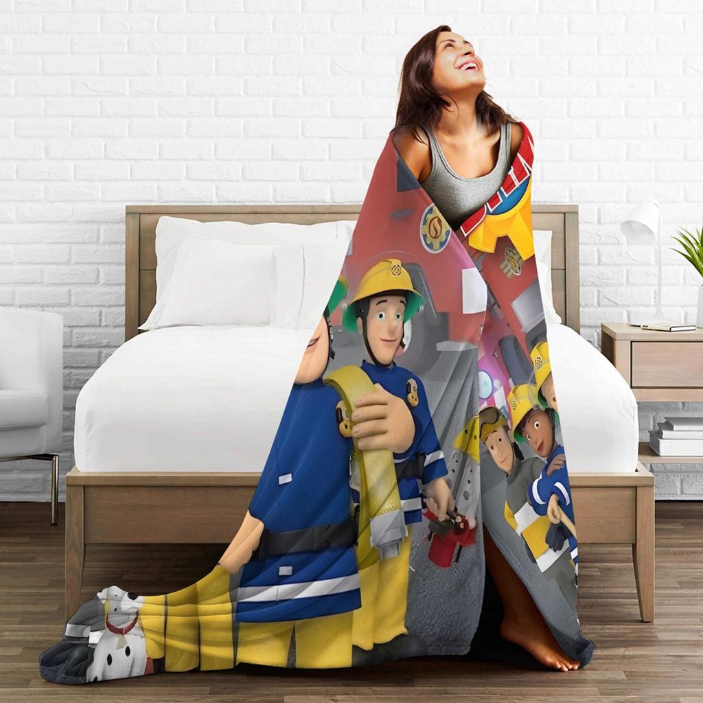 Warm BlanketKids Airplane Travel Firemans Sam Throw Blanket Flannel Bedspread For Home Decor Fluffy Sofa Bed Cover