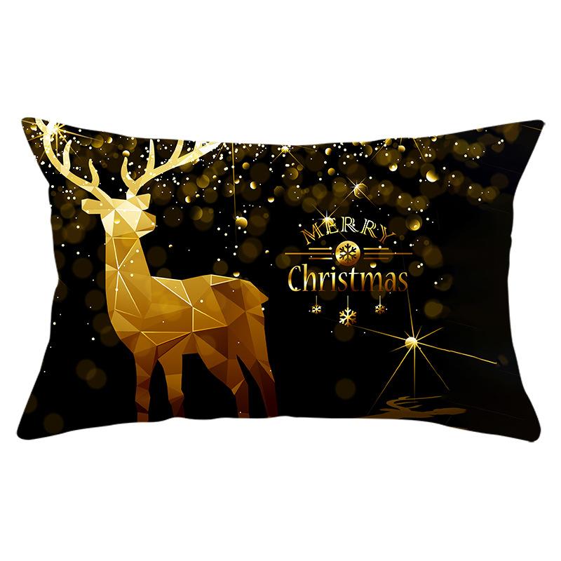 New Black Gold Series Christmas Peach Skin Print Waist Pillow Cover Home Accessories Cushion Cover Sofa Cushion Cover