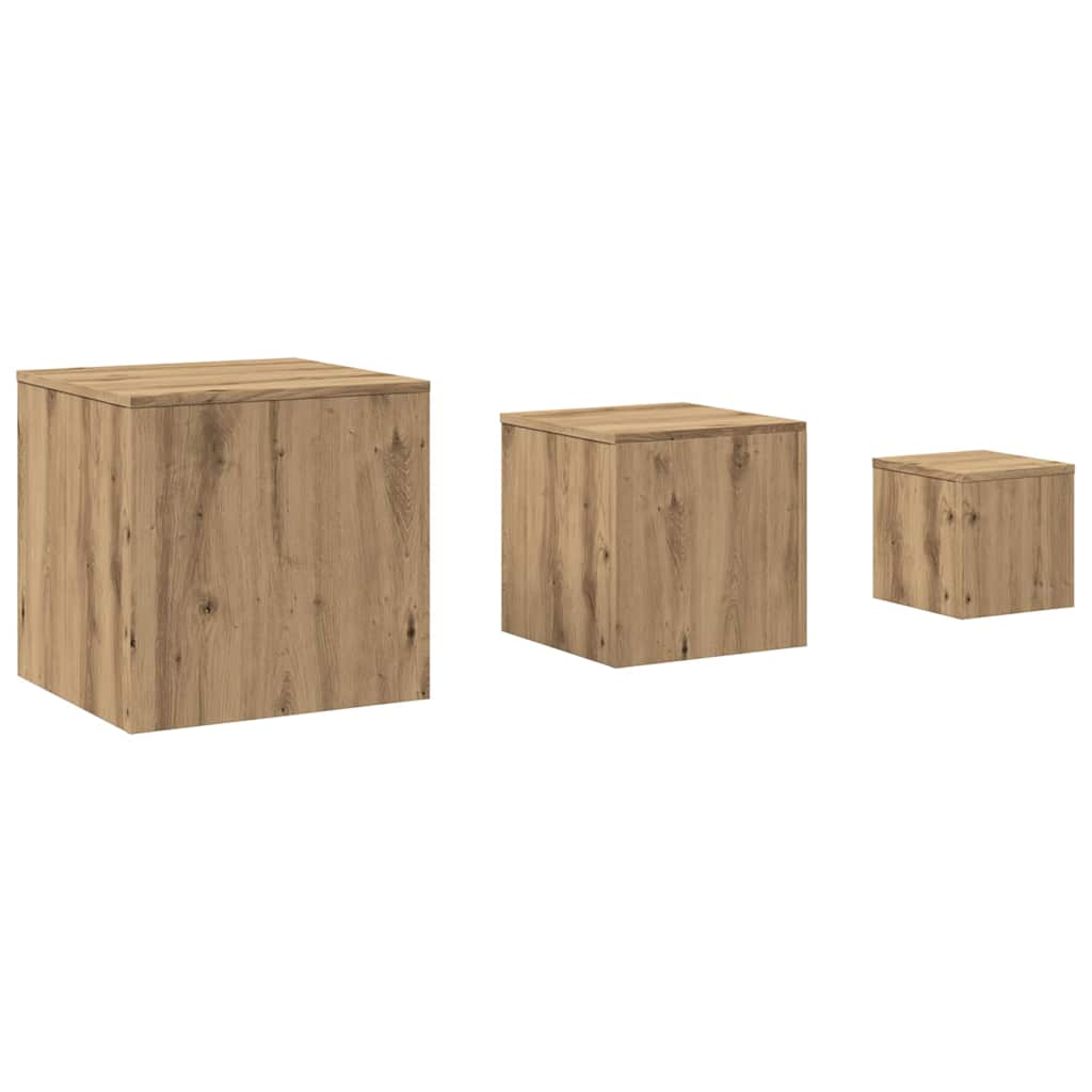 Vidaxl Side Tables, 3 Pcs, Artisan Oak, Wood-Based Material
