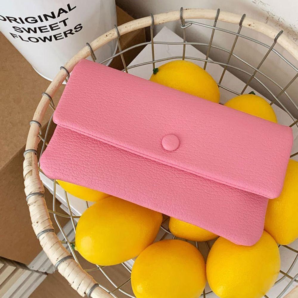 Korean Style Envelope Wallets PU Leather Change Bag Simple Women Long Clutch Bag  Outdoor