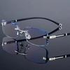 Finished Frameless Myopia Glasses Men Women Ultra Light Cut Edge Glasses Frame Anti Radiation Photochromic Near Sight Goggle