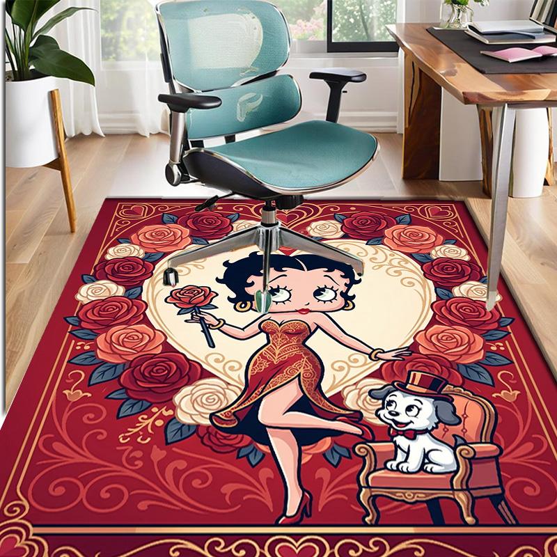 Betty Boop Pattern Rug, Indoor/Outdoor Mat, for Picnic, Gameroom, Bedroom, Office, Living Room, Home Decor Carpet, Birthday Gift