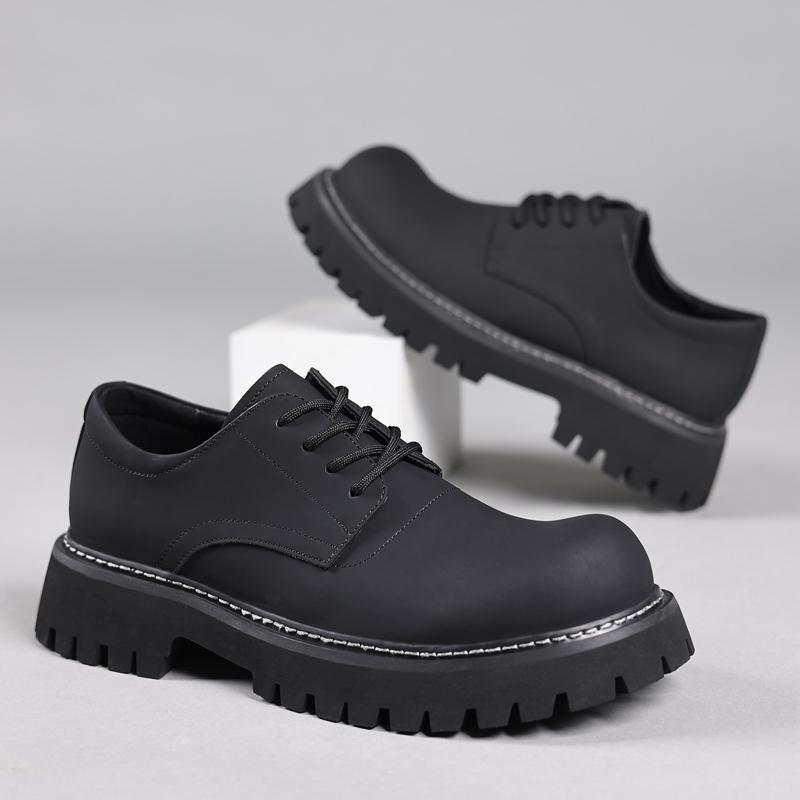 Fashion Men Shoes Black Fashion Business Leather Shoe Platform Oxfords Anti-slip Thick Tottom Male Derby Shoe New Male Outdoor Footwear