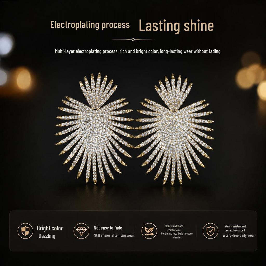 European Style Luxury Zircon Earrings for Women - S925 Sterling Silver, High-End Fashion Statement