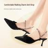 New Lace-Up High-Heeled Sandals with Adjustable Heel Straps for Anti-Slip Comfort, No Installation, Lightweight Luxury.