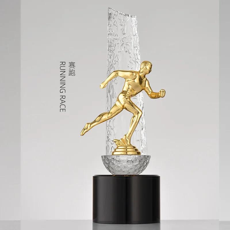 Customized Metal Figure Sculpture Crystal Trophy Basketball, Football, Running, Table Tennis, Martial Arts, Cycling, Golf Trophy