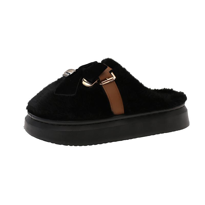 Mao Mao Slippers Women Wear Thick-soled Non-slip Cotton Slippers In Winter To Keep Warm At Home, Thickened Soft-soled Fashion Plush Cotton Mop