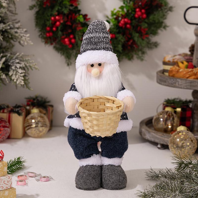 Delightful Standing Santa Claus And Snowman Figurines In Elegant Gray For Xmas Cheer Gray Santa Figure