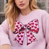1 Piece New 24*25cm Sequins Clothing Patches Shining Red Heart Bow Iron On Sequins Sticker DIY Clothes Patch