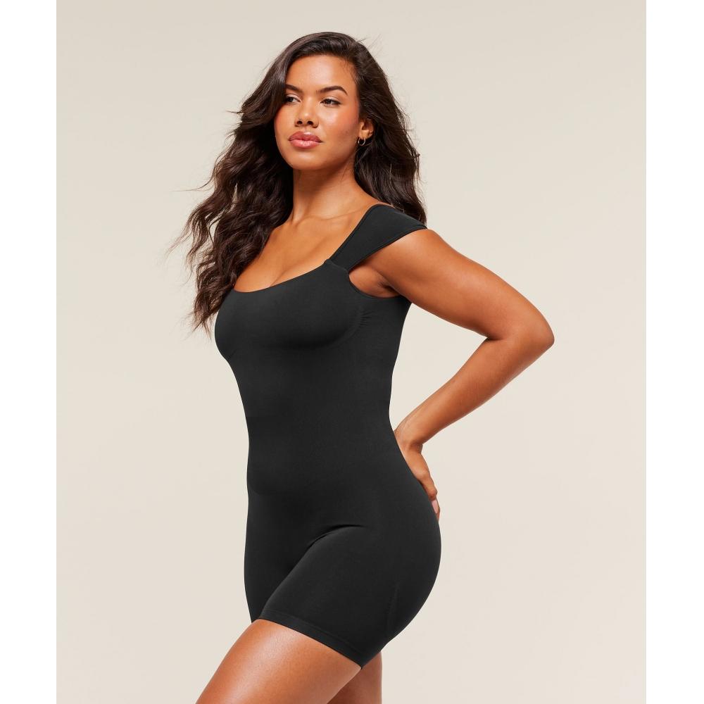 Gymshark Soft Sculpt Cap Sleeve All In One Black B4b7g Bb2j