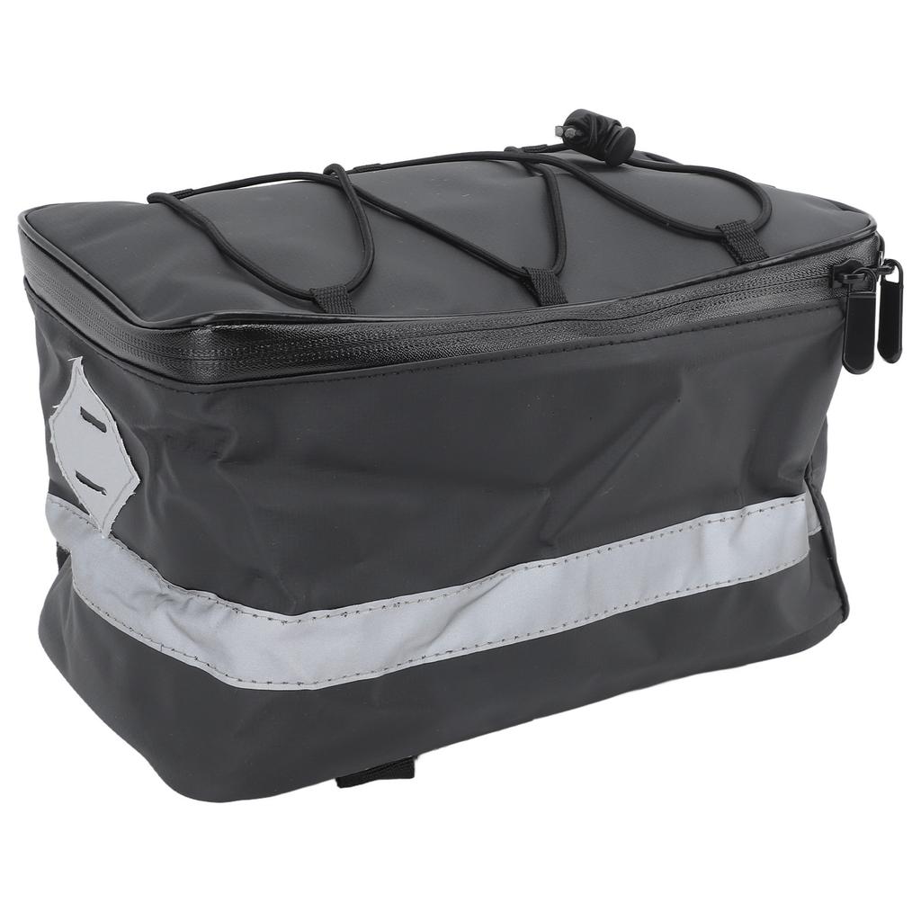 8L Black Bike Seat Bag Waterproof Multifunctional Electric Bicycle Seat Bag Large Capacity PU Leather Bike Backseat Bag