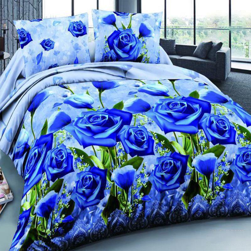 Luxurious 4pcs Printed 3d Bedding Set Queen Size With Elegant Quilt Cover And Soft Pillowcases