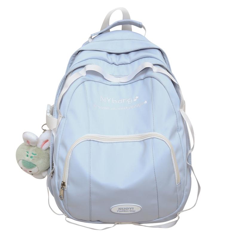 

Студентський шкільний однотонний жіночий рюкзак великої місткості синій