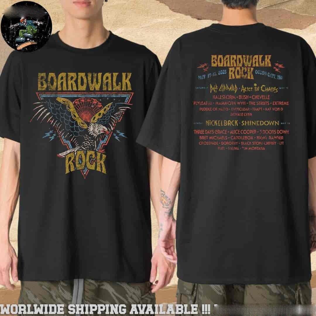 RARE!! Boardwalk Rock Festival 2026 Eagl.e Lineup On May 17-18 Merch Unisex Tee XXL