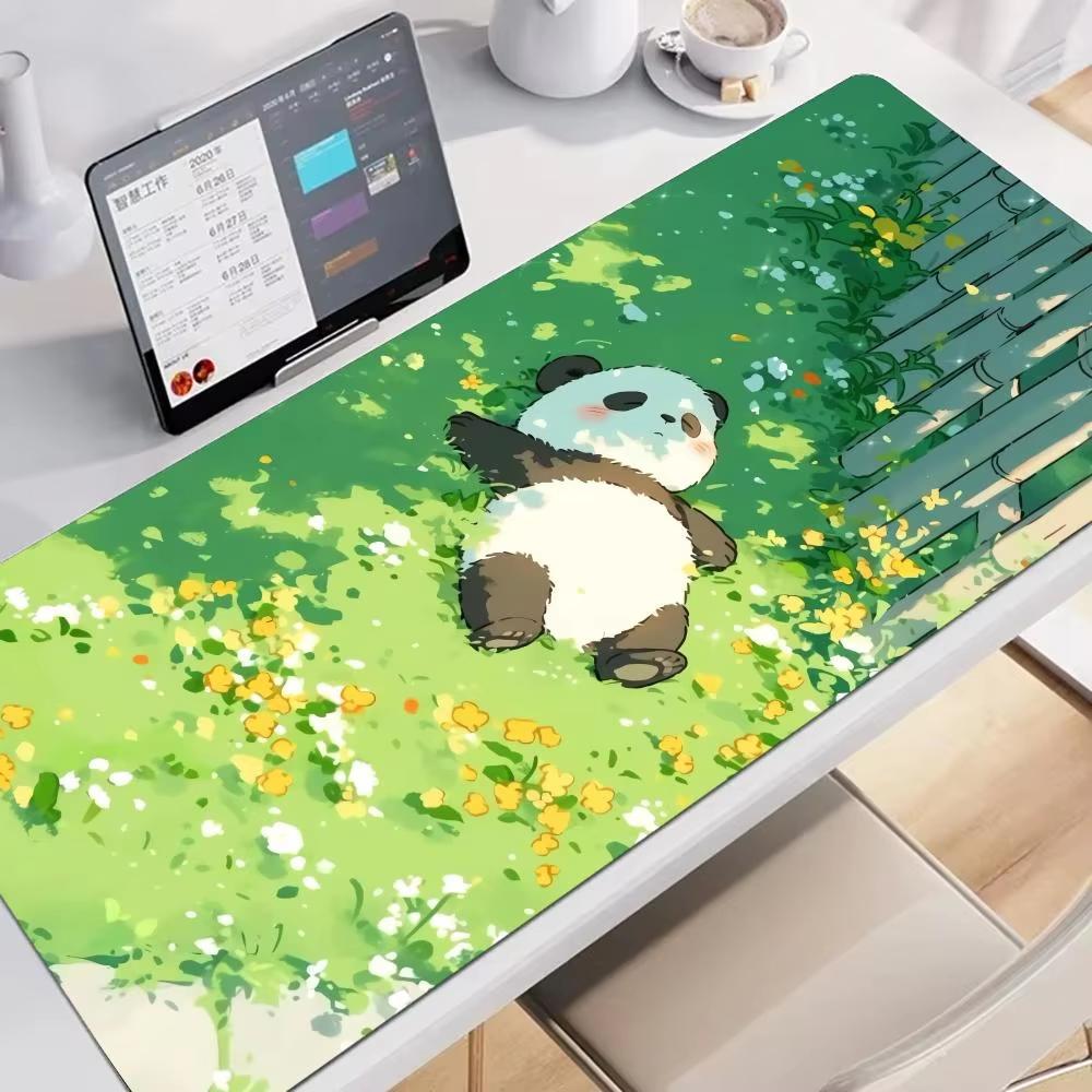 Healing Panda Floral Grass Large Mouse Pad Beautiful AntiSlip Waterproof Desk Mat Suitable For Office Daily Use