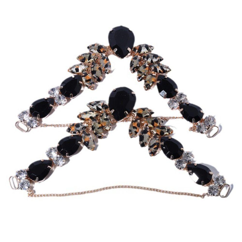 2pcs Acrylic Crystal Sandal Beach Slider Decorate Chain Removable DIY Herringbone Slipper Chain Shoe Flower Ladies