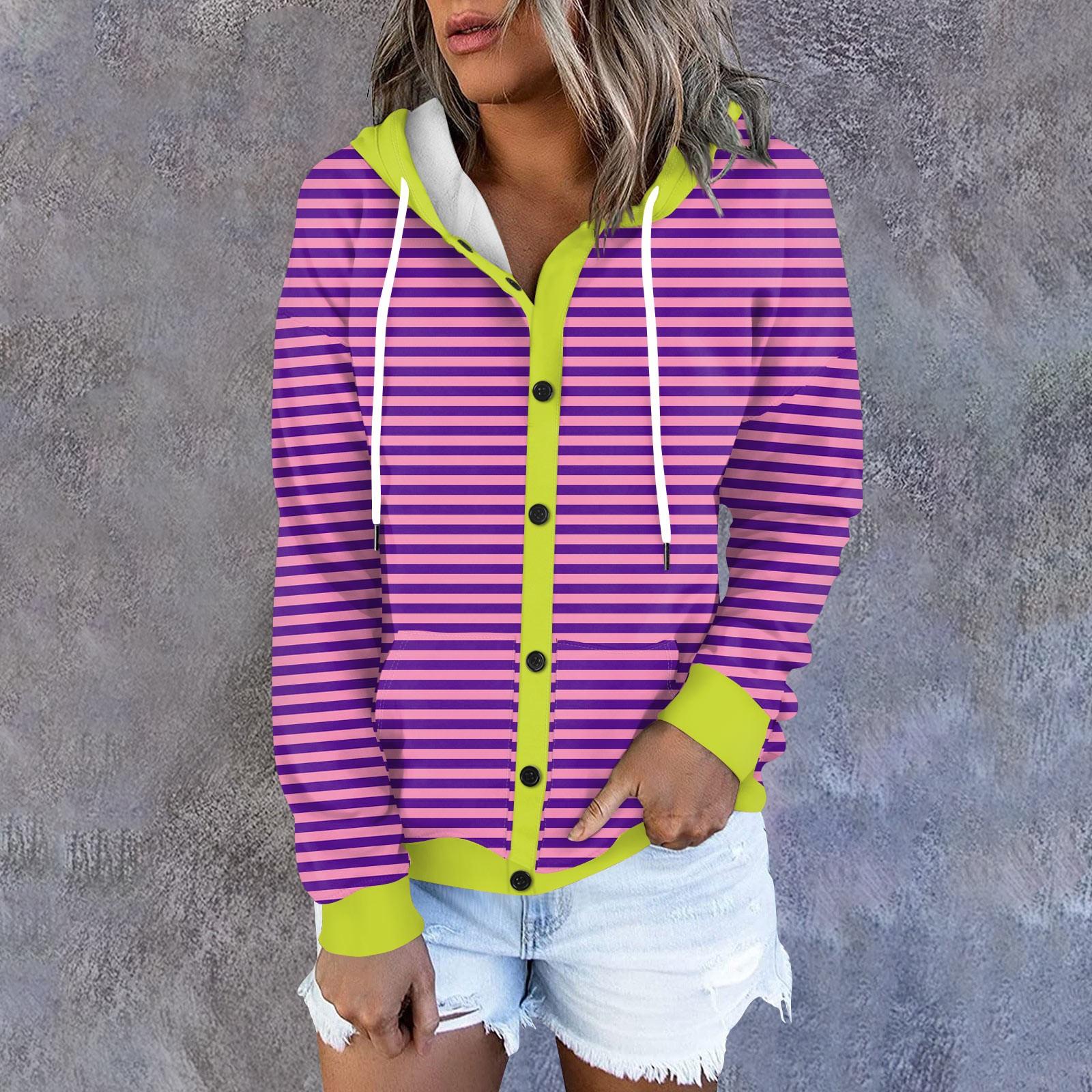 

Жіноча толстовка, вільна спортивна куртка з довгими рукавами та принтом у смужку XL