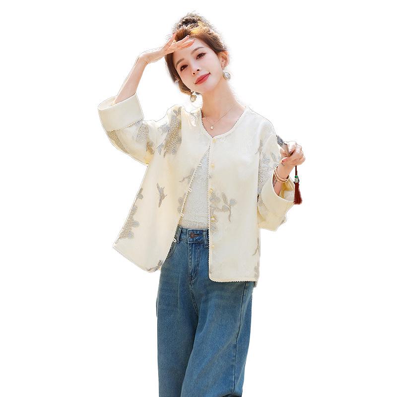2025 Spring/Summer Women's Round Neck Embroidered Jacket - New Chinese Style YW8997