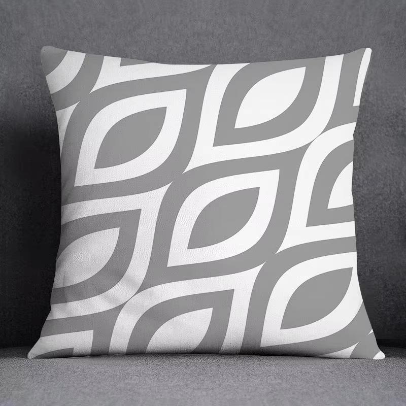 Double Sided Geometric Pillow Cover Minimalist Theme Party Decoration with Gray White Design for Modern Events