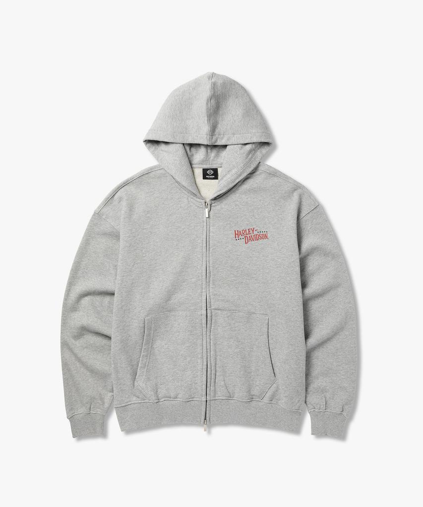 Harley-Davidson Collections® [Bone Rider] Skullwing Hood Zip-Up Melange Grey_Hh16109001