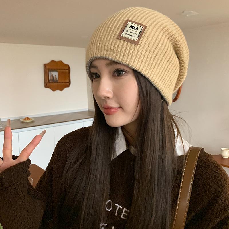Hat Women's Autumn and Winter Woolen Hat Student Ear Protection Knitted Hat Korean Style Versatile Pullover Hat Double Sided Wearable Pile Hat