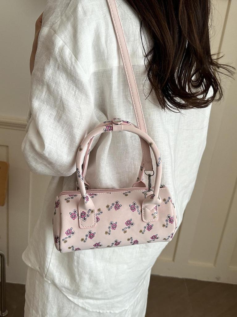 Süße Boston Handtasche und Crossbody mit Blumenprint – Trendige Frühling/Sommer 2026 Mode Kissen-Tasche