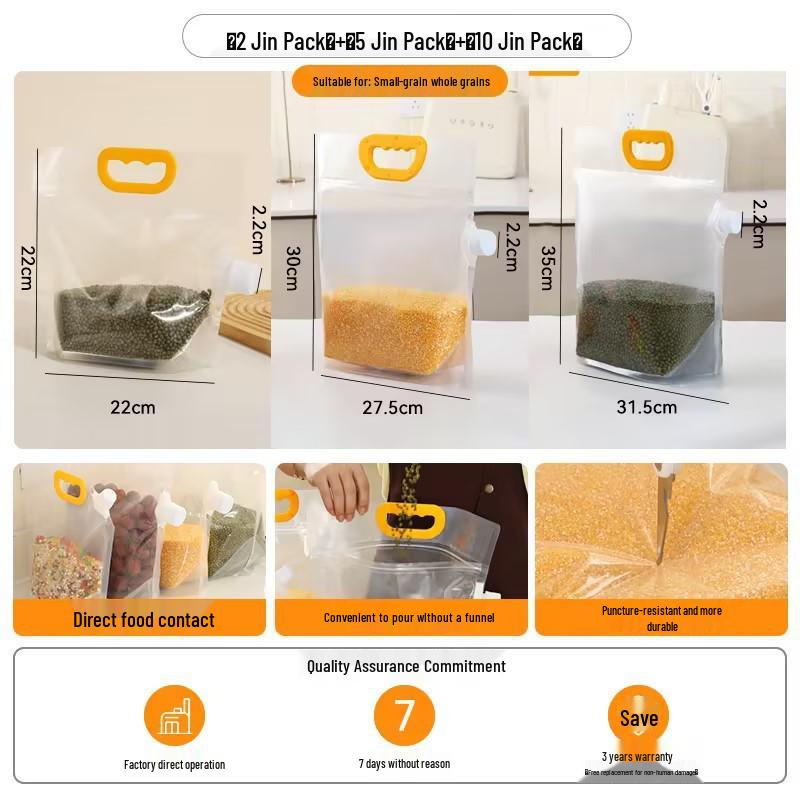 Enhanced Grain & Cereal Storage Bags - Moisture & Insect Resistant, Food-Grade, Wide-Mouth, Bulk & Portion Bags with Spout