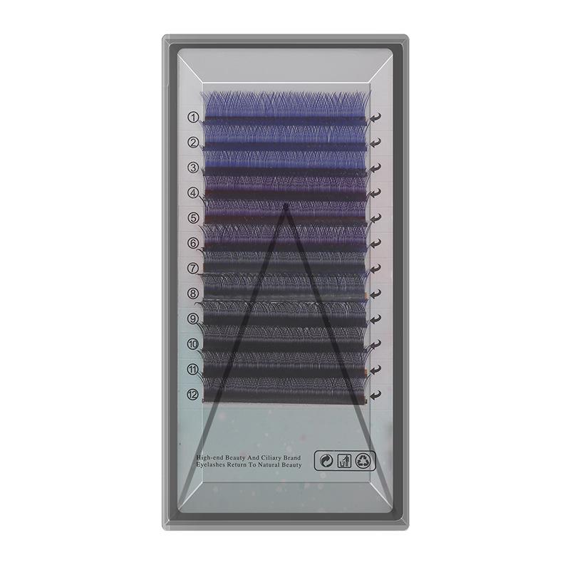 0.07 Mixed Color YY Grafting Eyelashes - Soft, Non-Scattering, Y-Shaped Blue & Purple False Extension