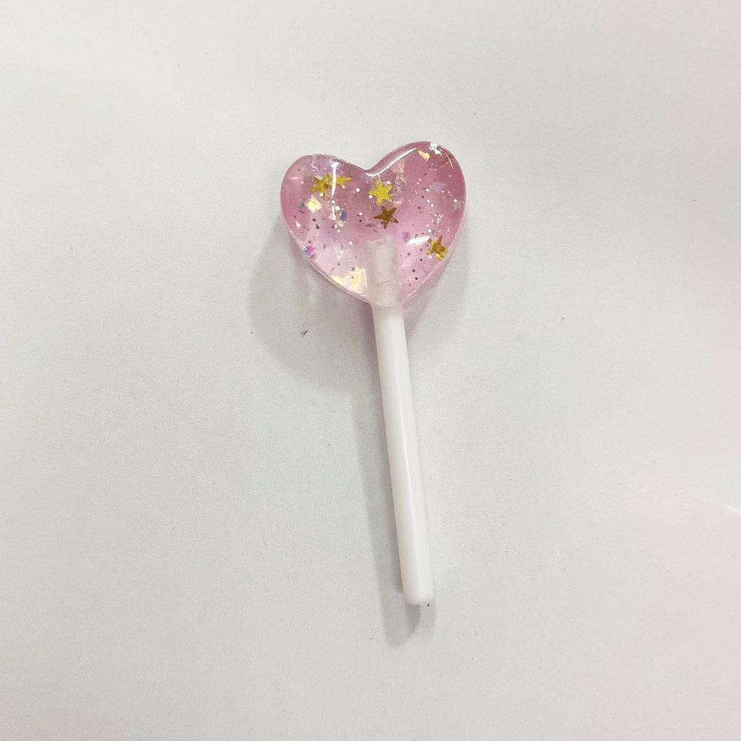 Handmade Sequin Starry Sky Heart Resin Accessories Set: Lollipop Toy, Fridge Magnet, Phone Charm, Shoe & Clothing Decor