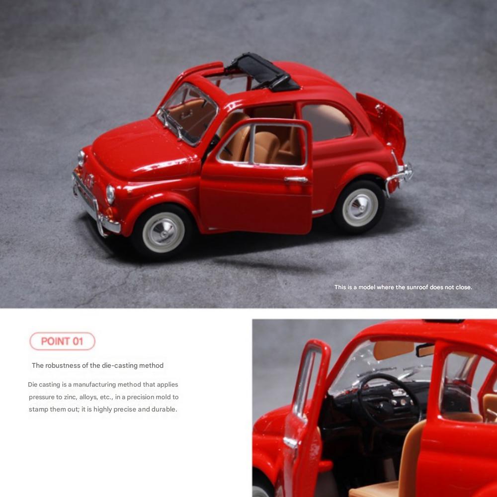 Burago 1:24 Fiat 500L (1968) Old Car Red Die-cast Model Car