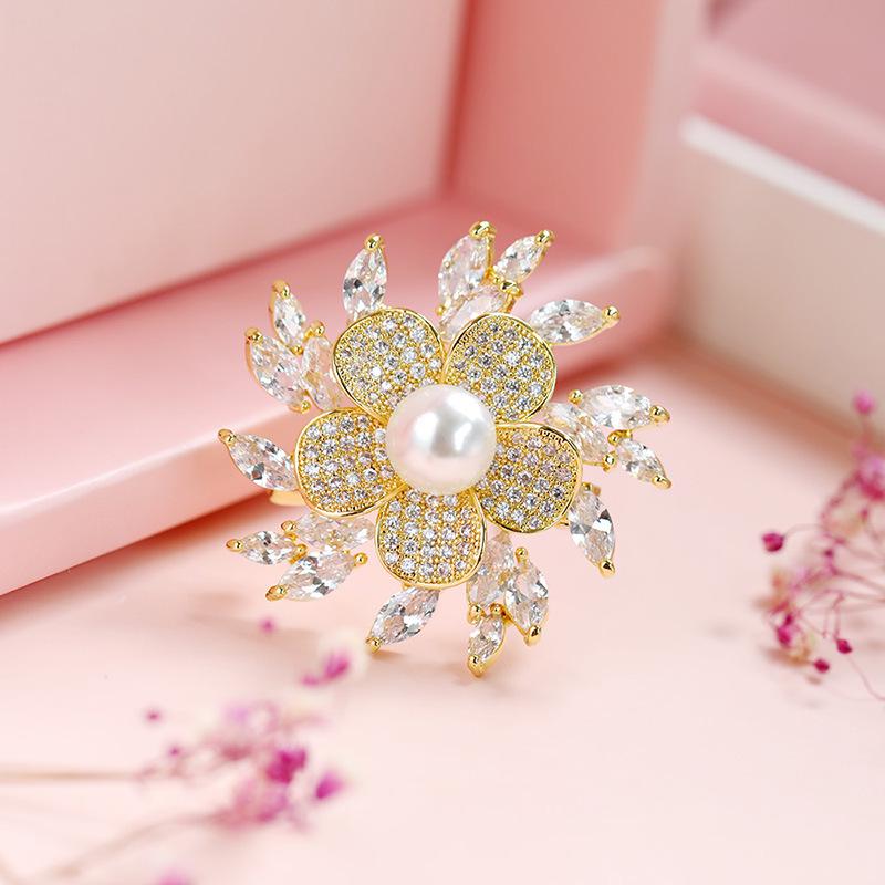 Bo Xin Yun Korean Zirconia Floral Brooch - Elegant Corsage Gift Pin