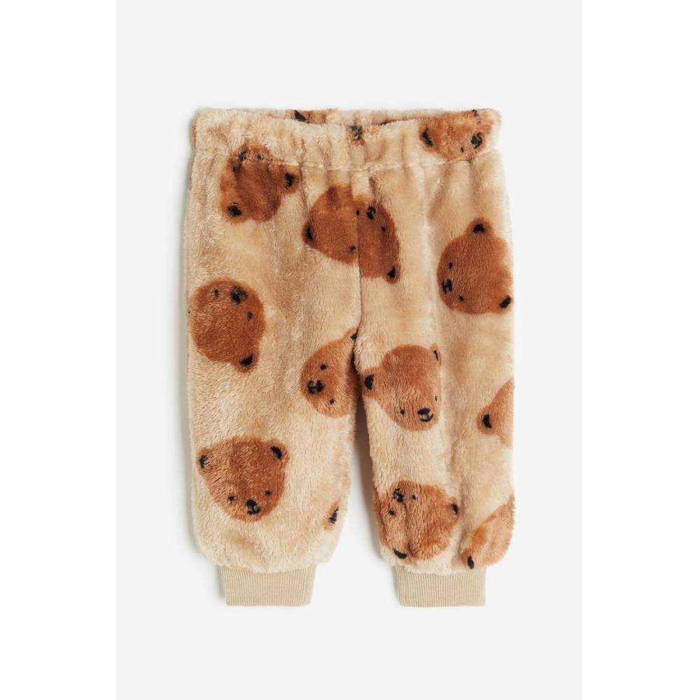 

Брюки-джоггеры HM с ворсом бежевого цвета с мишкой