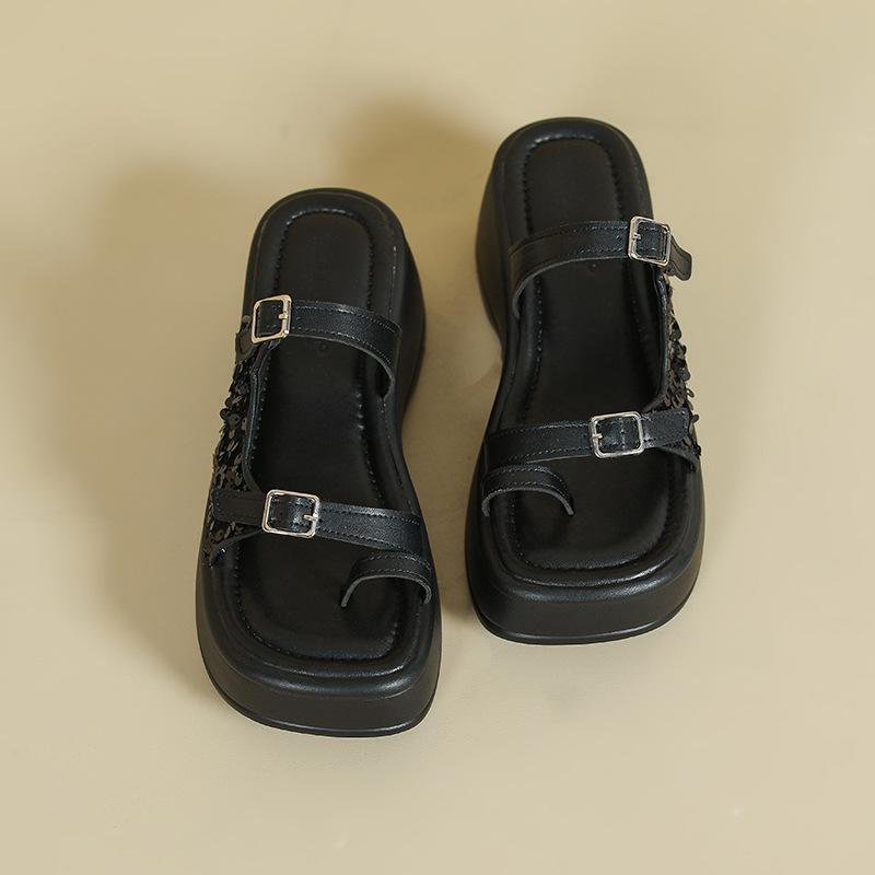 

Set of toe slippers for women in summer, new fashion muffin thick bottom heightening toe cool slippers for women 33