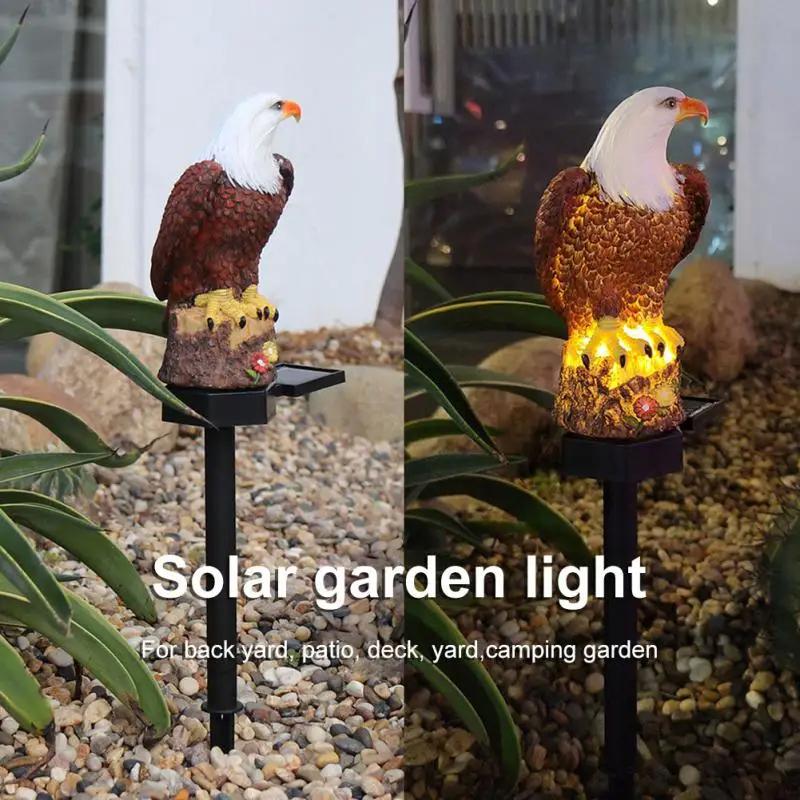 Solar Powered LED Lights Garden Lawn Lamps Eagle Shape Ornament Lighting Waterproof Ground Plug Light Outdoor Yard Solar Lamps