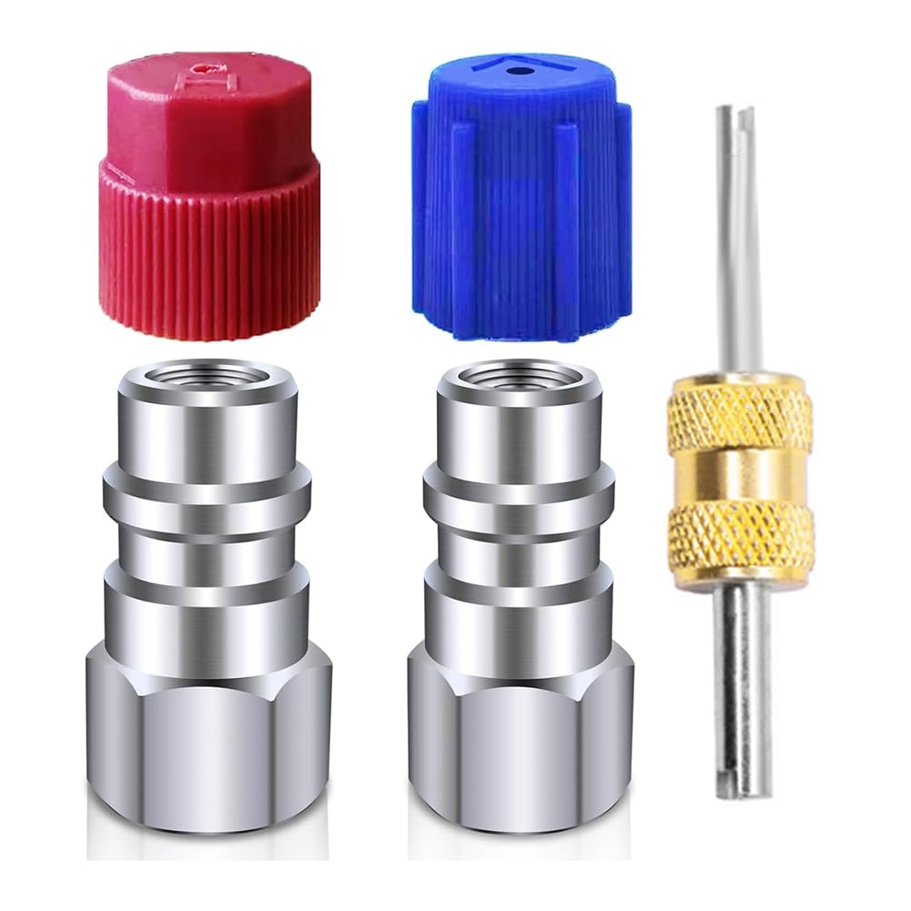 LAMELLIS R12 To R134a Conversion Kit, AC Retrofit Fitting Adapter Kit, 1/4" Female for Automotive A/C Systems