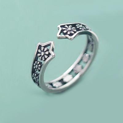 Adjustable Floral Ring Women Vintage Style Copper Statement Jewelry Minimalist Boho Chic Accessory